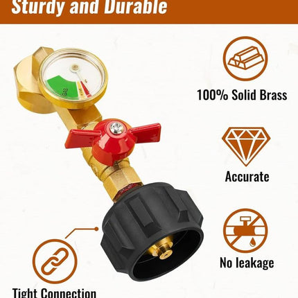 🔥 50% off for a limited time in the winter 🌟🎄 Top of the Line Propane Fill Elbow Adapter with Tank Pressure Gauge
