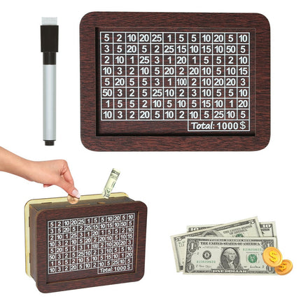 🎁 Hot Sale 50% OFF 🔥Retro Style Wooden Money Box with Counter Piggy Bank Handmade Saving Money Goal Piggy Bank