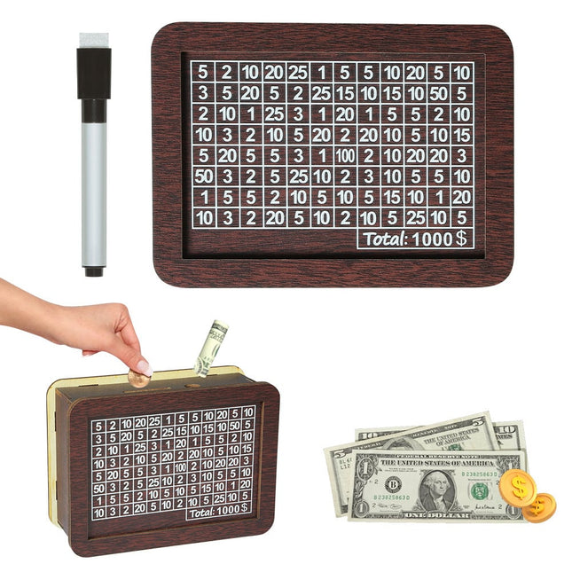 🎁 Hot Sale 50% OFF 🔥Retro Style Wooden Money Box with Counter Piggy Bank Handmade Saving Money Goal Piggy Bank