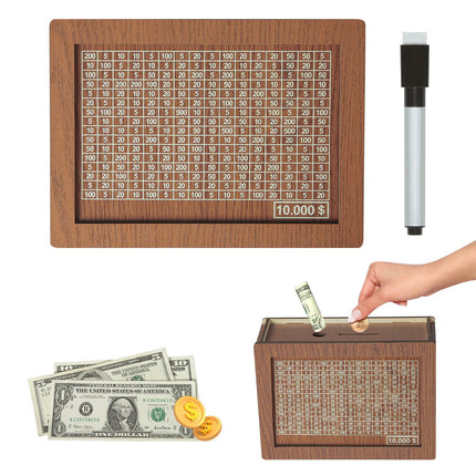🎁 Hot Sale 50% OFF 🔥Retro Style Wooden Money Box with Counter Piggy Bank Handmade Saving Money Goal Piggy Bank
