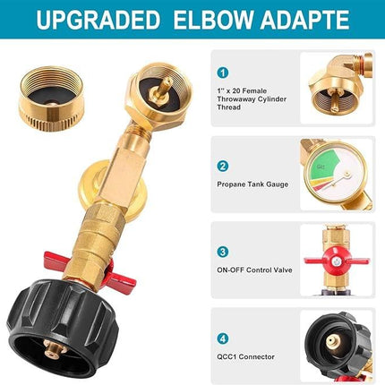 🔥 50% off for a limited time in the winter 🌟🎄 Top of the Line Propane Fill Elbow Adapter with Tank Pressure Gauge