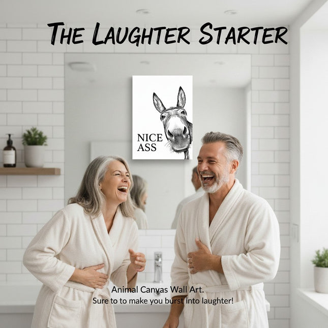📢Limited-time 50% OFF🏡✨Funny Bathroom Wall Art - "Nice Ass" Donkey Print