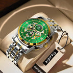 🔥Gold/Silver Band+Green Dial