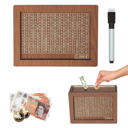 🎁 Hot Sale 50% OFF 🔥Retro Style Wooden Money Box with Counter Piggy Bank Handmade Saving Money Goal Piggy Bank