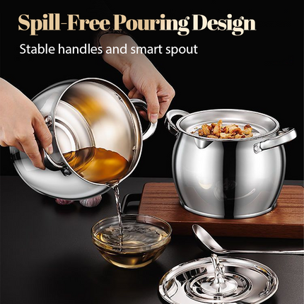 Stainless Steel Lard Container with Lid and Strainer（50% OFF）