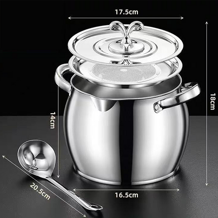 Stainless Steel Lard Container with Lid and Strainer（50% OFF）