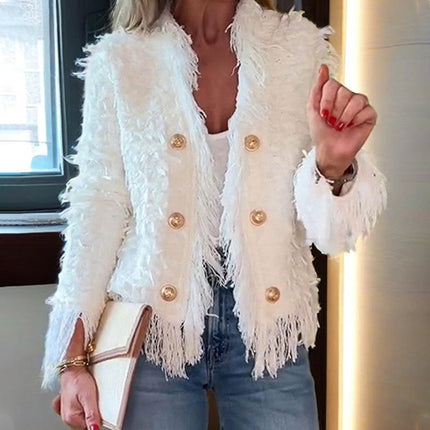 Women’s Fashion Button Tassel Short Coat（50% OFF）