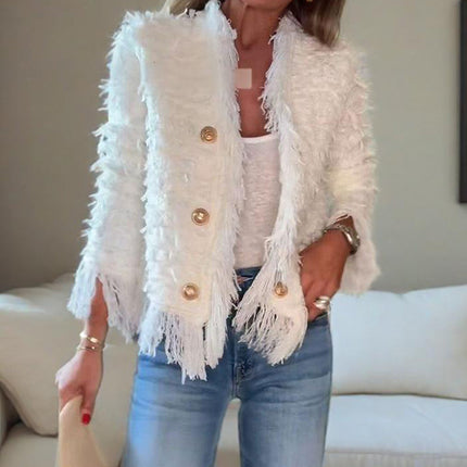 Women’s Fashion Button Tassel Short Coat（50% OFF）