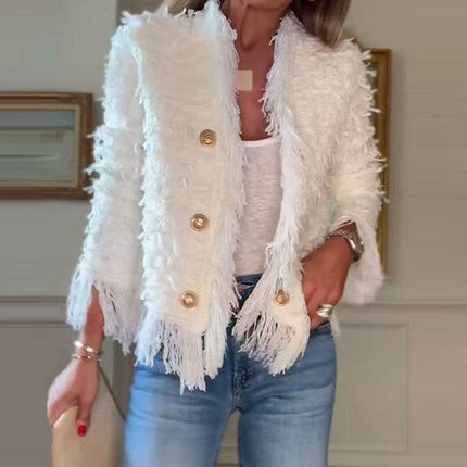 Women’s Fashion Button Tassel Short Coat（50% OFF）