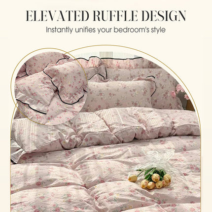 Fresh Ruffled Edge Trim Bedding Set