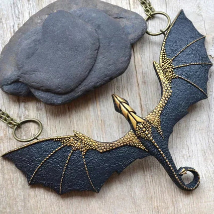 🎁New Year 49% OFF⏳Black Winged Flying Dragon Necklace