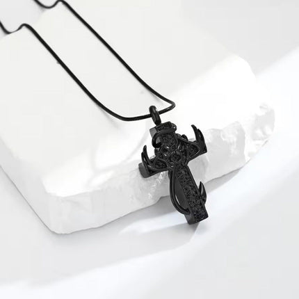 Antler Cross Urn Pendant Necklace