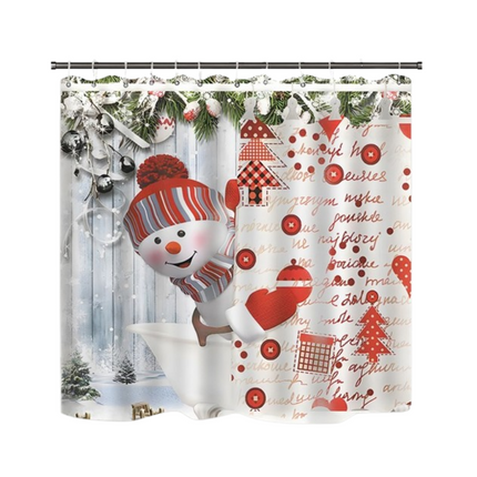 Christmas Snowman Shower Curtain Sets with 12 Hooks