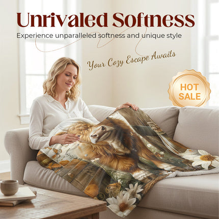 Highland Cow Fleece Blanket 🐮 | Soft, Cute & Cozy All Season!