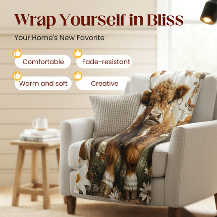 Highland Cow Fleece Blanket 🐮 | Soft, Cute & Cozy All Season!