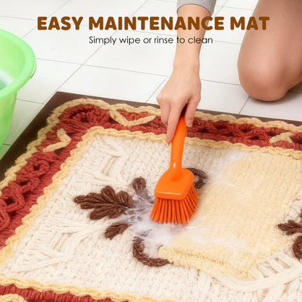 3D Floral Yarn Anti-Slip Absorbent Floor Mat – Stylish, Soft & Safe