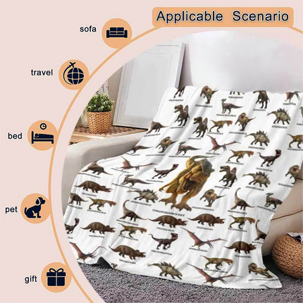 Soft Warm Dinosaur Print Blanket