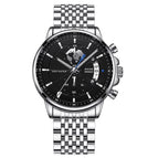 Silver Case - Black Dial - Steel Band