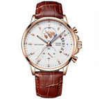 Gold Case - White Dial - Brown Leather Band