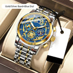 Gold/Silver Band+Blue Dial