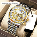 Gold/Silver Band+White Dial