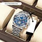 Silver Band+Blue Dial