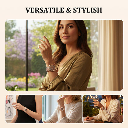 Elegant Iridescent Dial Waterproof Women's Quartz Watch