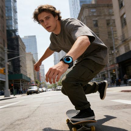 Men’s Futuristic Minimalist Watch with Creative Rotating Disk Dial