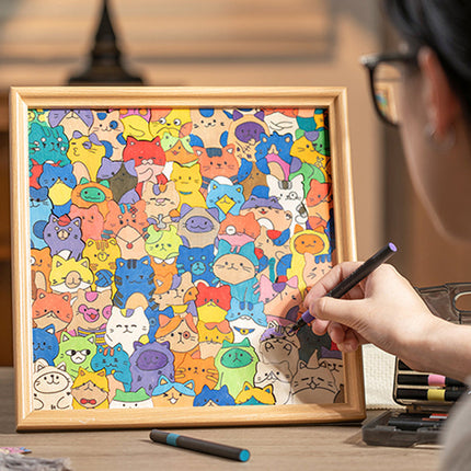😻🖼️Wooden DIY Paintable Cat Puzzle Photo Frame