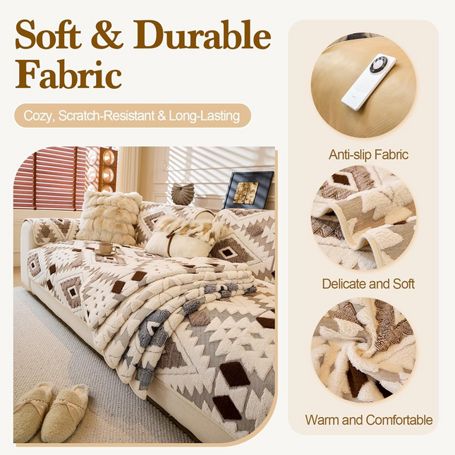 Modern Geometric Plush Sofa Cover