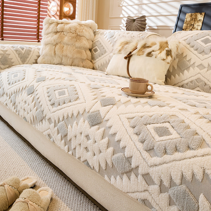 Modern Geometric Plush Sofa Cover