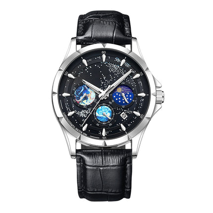 Men's Watch Luminous Starry Sky: Cosmic Starry Dial – Night Glow + Chronograph for Style & Practicality on Your Wrist! ⌚